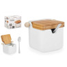 AÇUCAREIRO CERAMICA BRANCO C TAMPA BAMBU