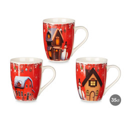 TAZA NAVIDAD ROJA CASAS SURT 3 350ML