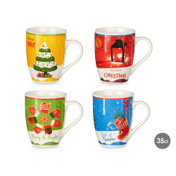 TAZA NAVIDAD NIEVE SURT 4 COLORES 350ML