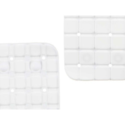 TAPPETINO BAGNO ANTISCIVOLO QUADRI BIANCO GRAN