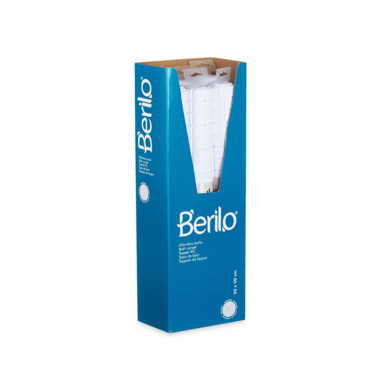 TAPPETINO BAGNO ANTISCIVOLO QUADRI BIANCO PICC