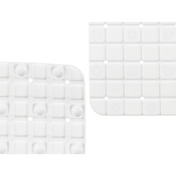 TAPPETINO BAGNO ANTISCIVOLO QUADRI BIANCO PICC