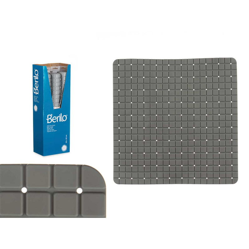 ANTI-SLIP BATH MAT SQUARES GREY SMALL