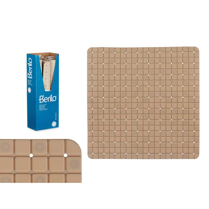 TAPETE WC ANTIDERRAPANTE QUADRADOS BEIGE PEQ