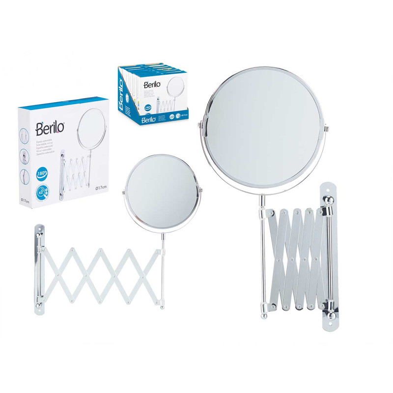 ESPEJO EXTENSIBLE BRAZO DOBLE CARA 17CM