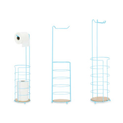 PORTE-ROULEAU MÉTAL BAMBOU RÉSERVOIR BLEU