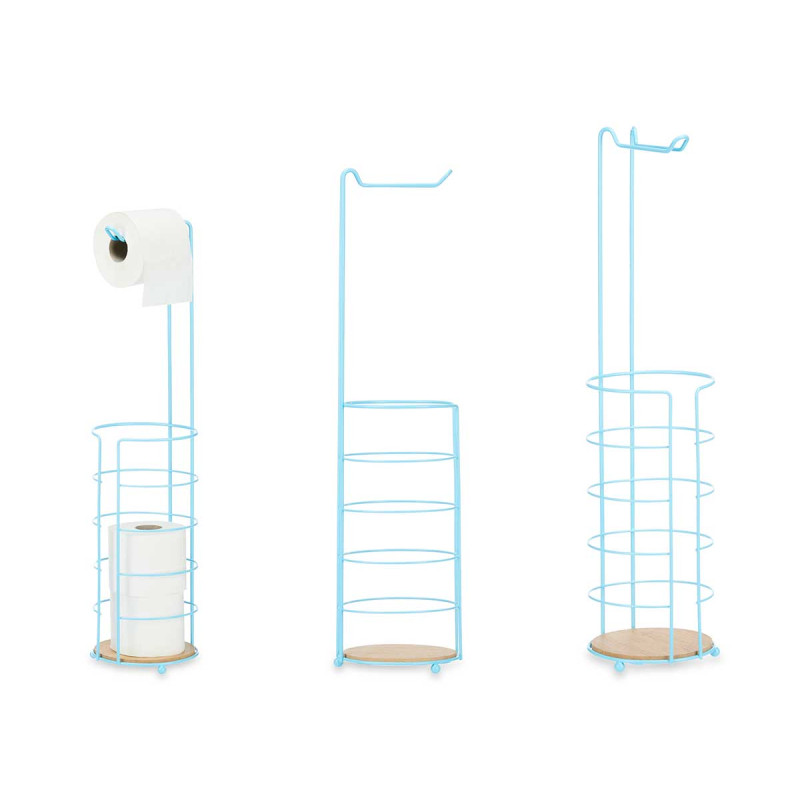 PORTE-ROULEAU MÉTAL BAMBOU RÉSERVOIR BLEU
