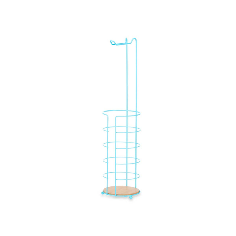 PORTE-ROULEAU MÉTAL BAMBOU RÉSERVOIR BLEU