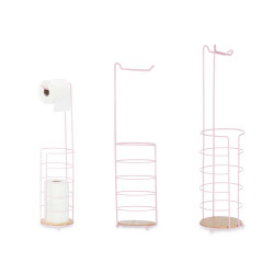 PORTE-ROULEAU MÉTAL BAMBOU RÉSERVOIR ROSE