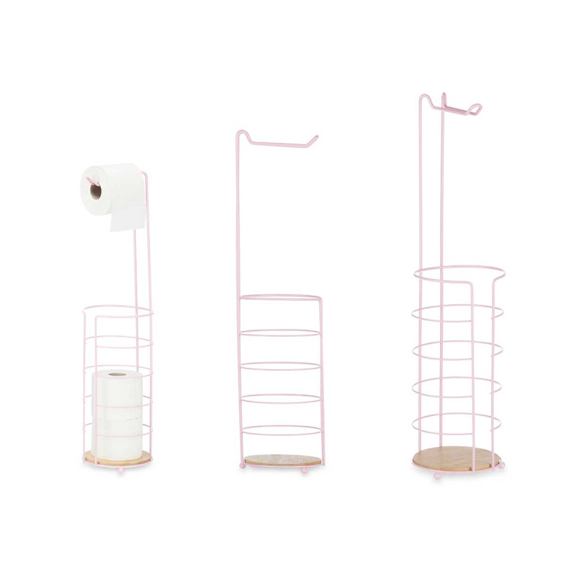 SUPORTE PORTA ROLOS WC BAMBU DEPOSITO ROSA