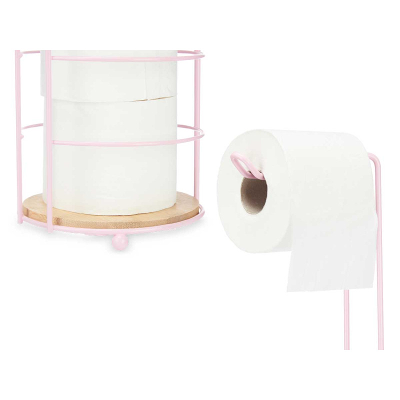 SUPORTE PORTA ROLOS WC BAMBU DEPOSITO ROSA