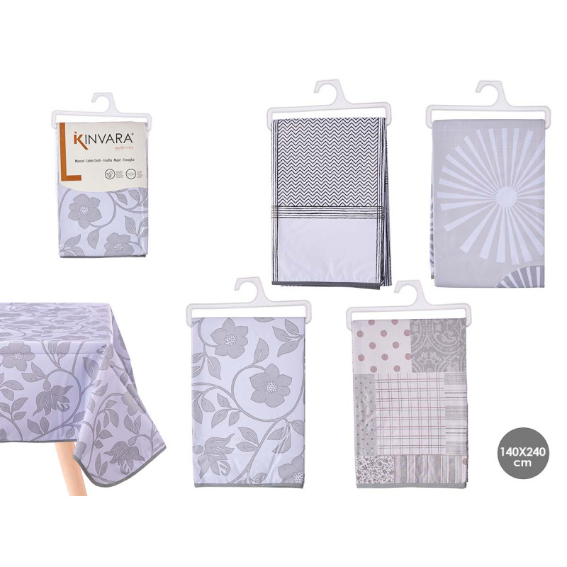 RECT TABLECLOTH ASSORTED4 COOL COLOURS 140X240CM 