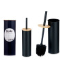 METAL TOILET BRUSH BAMBOO LID BLACK
