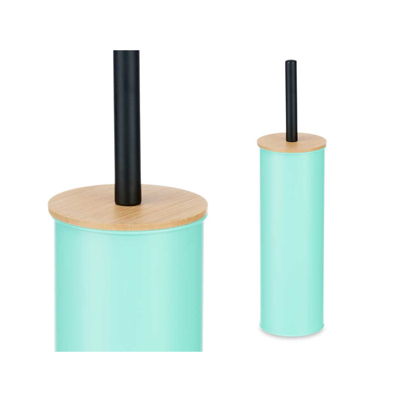 BROSSE TOILETTE MÉTAL COUVERCLE EN BAMBOU MENTHE