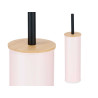 BROSSE TOILETTE MÉTAL COUVERCLE EN BAMBOU ROSE