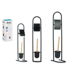 PORTAROTOLO SCOPINO METALLO C/BAMBÙ NERO
