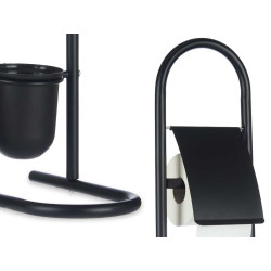PORTE-ROULEAU/BROSSE TOILETTE MÉTAL BAMBOU NOIR