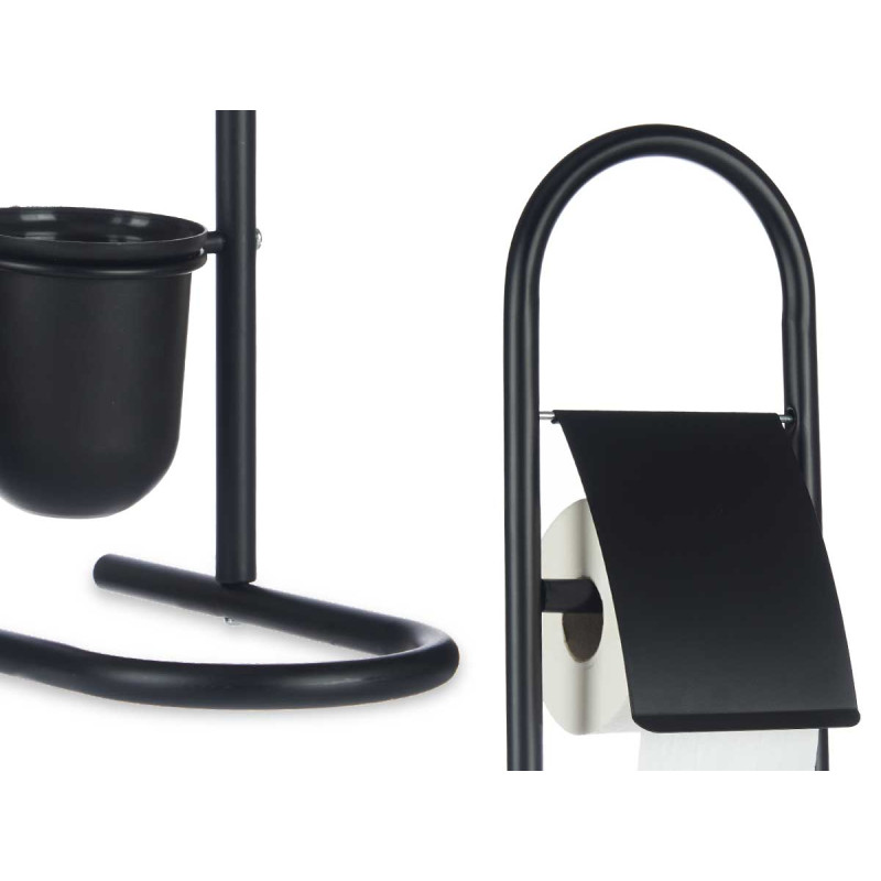 PORTAROTOLO SCOPINO METALLO C/BAMBÙ NERO