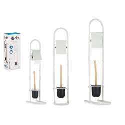 PORTAROTOLO SCOPINO METALLO C/BAMBÙ BIANCO