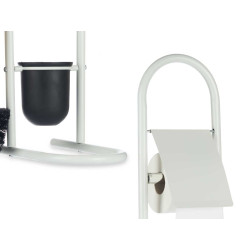 PORTAROTOLO SCOPINO METALLO C/BAMBÙ BIANCO