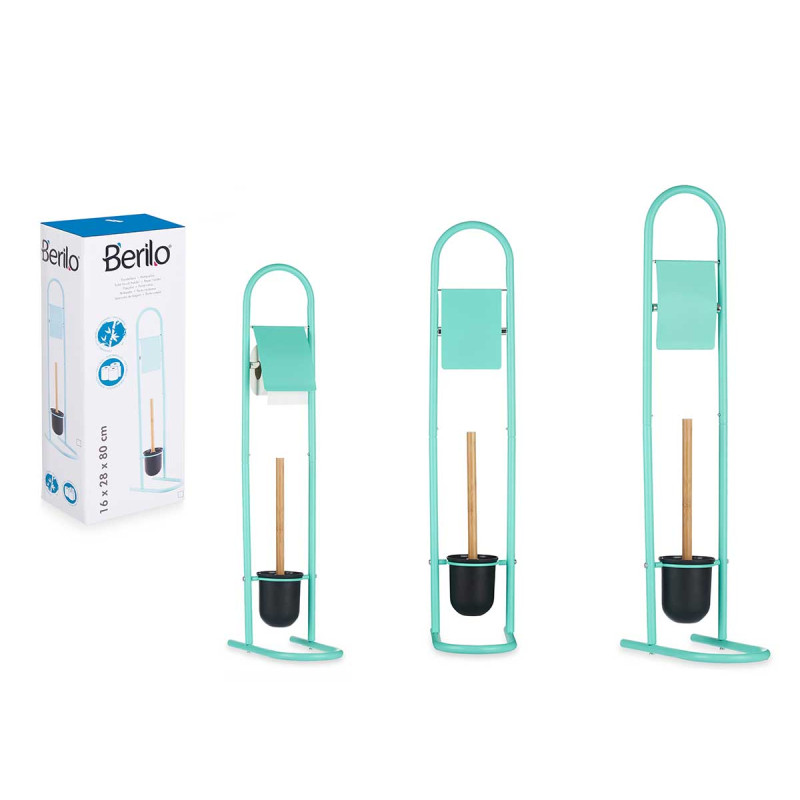 PORTARROLLO ESCOBILLA METAL BAMBU MENTA