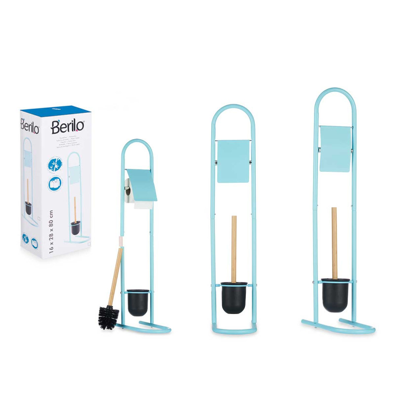 PORTAROTOLO SCOPINO METALLO C/BAMBÙ BLU