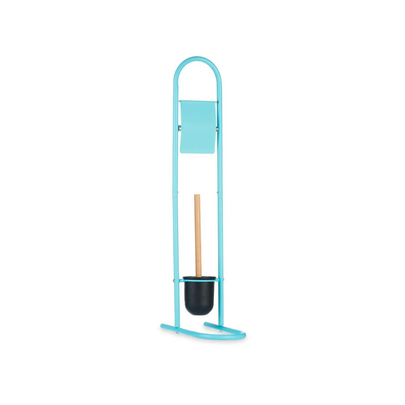 PORTE-ROULEAU/BROSSE TOILETTE MÉTAL BAMBOU BLEU
