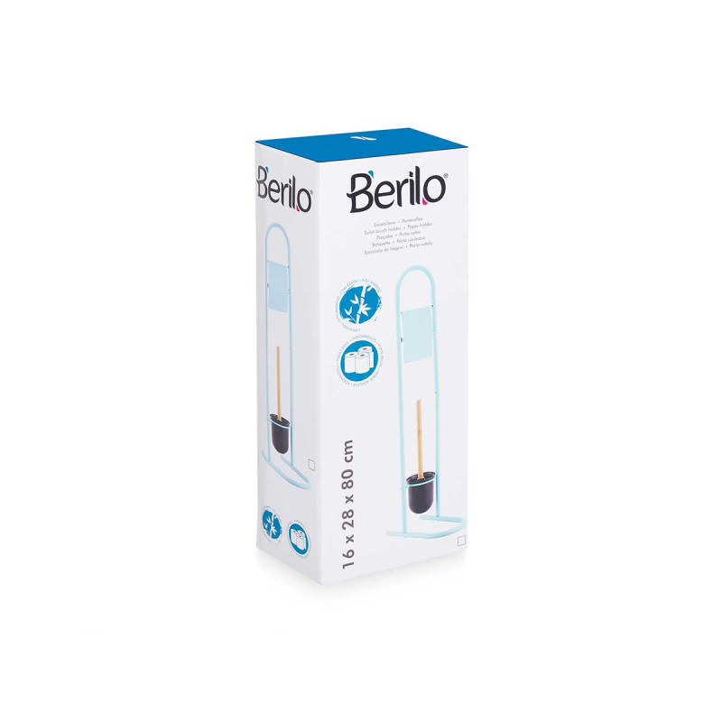 PORTAROTOLO SCOPINO METALLO C/BAMBÙ BLU