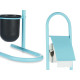 PORTE-ROULEAU/BROSSE TOILETTE MÉTAL BAMBOU BLEU