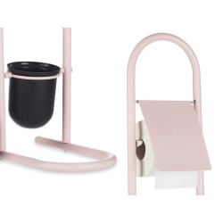 PORTARROLLO ESCOBILLA METAL BAMBU ROSA