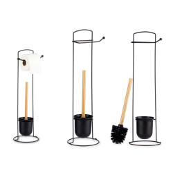 PORTE-ROULEAU MÉTAL BROSSE TOILETTE BAMBOU NOIR