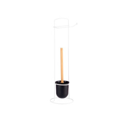 PORTE-ROULEAU MÉTAL BROSSE TOILETTE BAMBOU BLANC