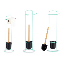 PORTE-ROULEAU MÉTAL BROSSE TOILETTE BAMBOU MENTHE