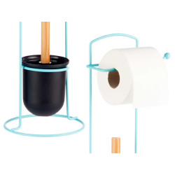 PORTARROLLO METAL ESCOBILLA BAMBU AZUL