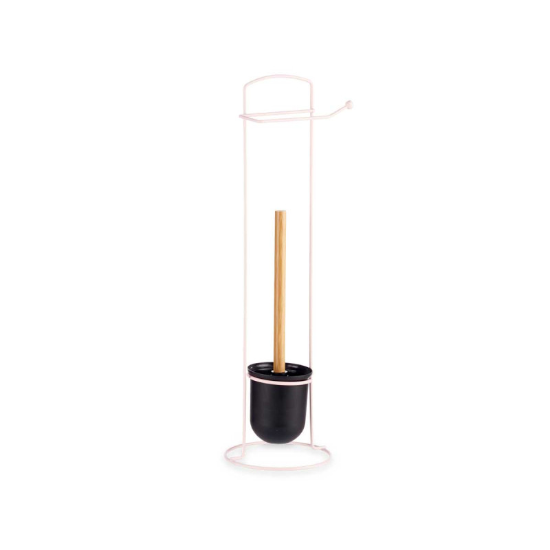 PORTARROLLO METAL ESCOBILLA BAMBU ROSA