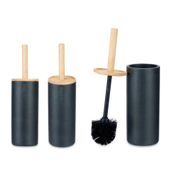 BROSSE TOILETTE RÉSINE HAUT COUVERCLE BAMBOU NOIR