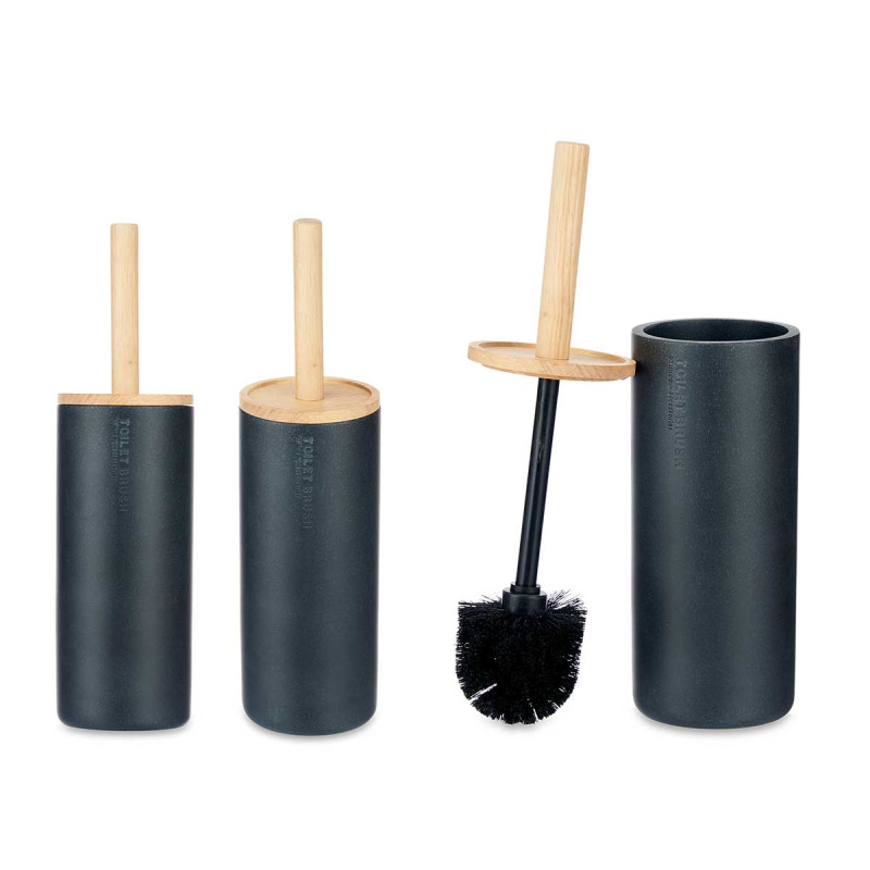 ESCOBILLERO RESINA ALTO TAPA BAMBU NEGRO