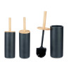 RESIN TOILET BRUSH HOLDER HIGH W/BLACK BAMBOO LID