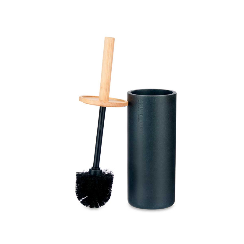 BROSSE TOILETTE RÉSINE HAUT COUVERCLE BAMBOU NOIR