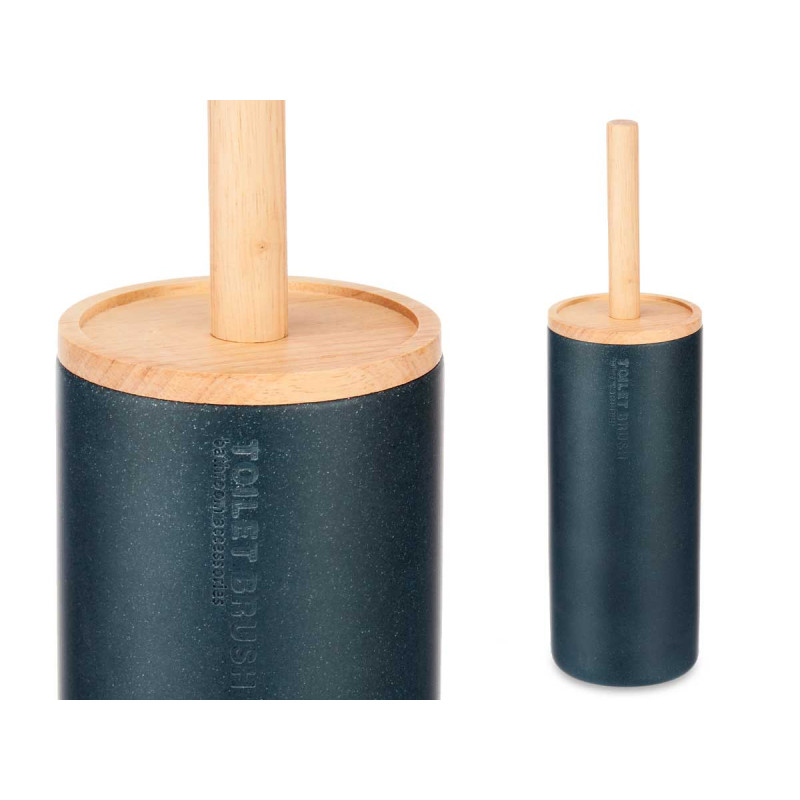 BROSSE TOILETTE RÉSINE HAUT COUVERCLE BAMBOU NOIR