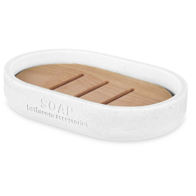 PORTE-SAVON RÉSINE DE BAMBOU BLANC