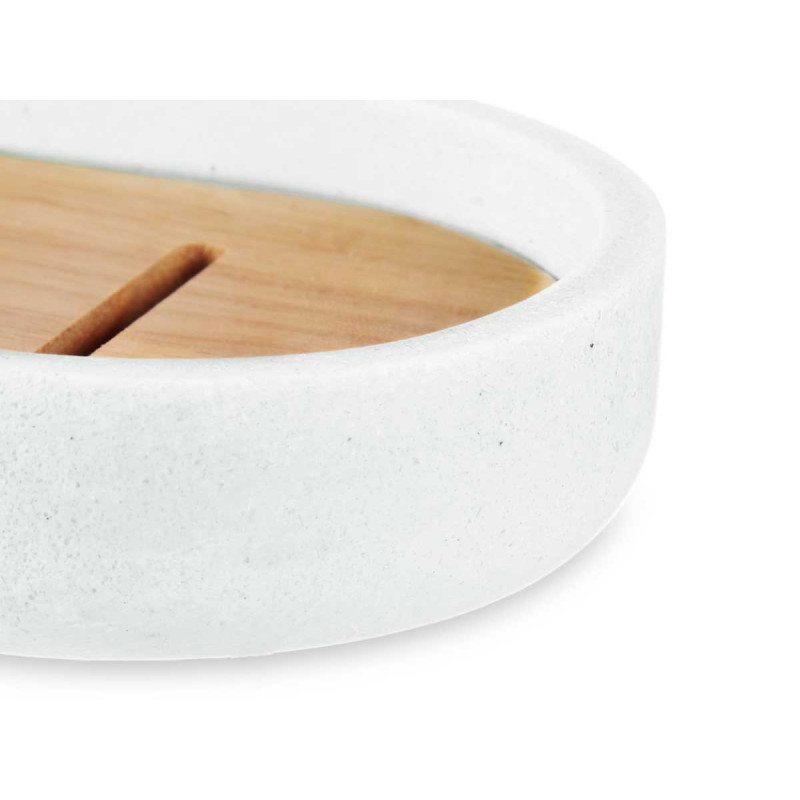 PORTE-SAVON RÉSINE DE BAMBOU BLANC