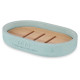 RESIN SOAP DISH W/BAMBOO BLUE