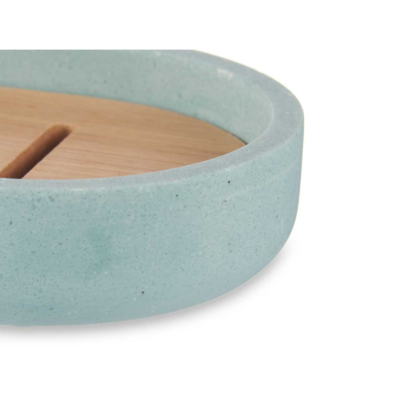 RESIN SOAP DISH W/BAMBOO BLUE