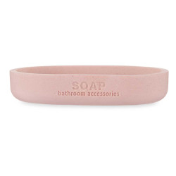 RESIN SOAP DISH W/BAMBOO PINK
