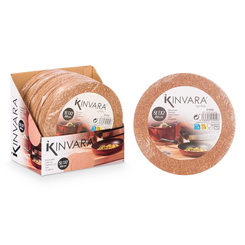 SET 2 NAPPERONS RONDS EN LIÈGE 18 CM