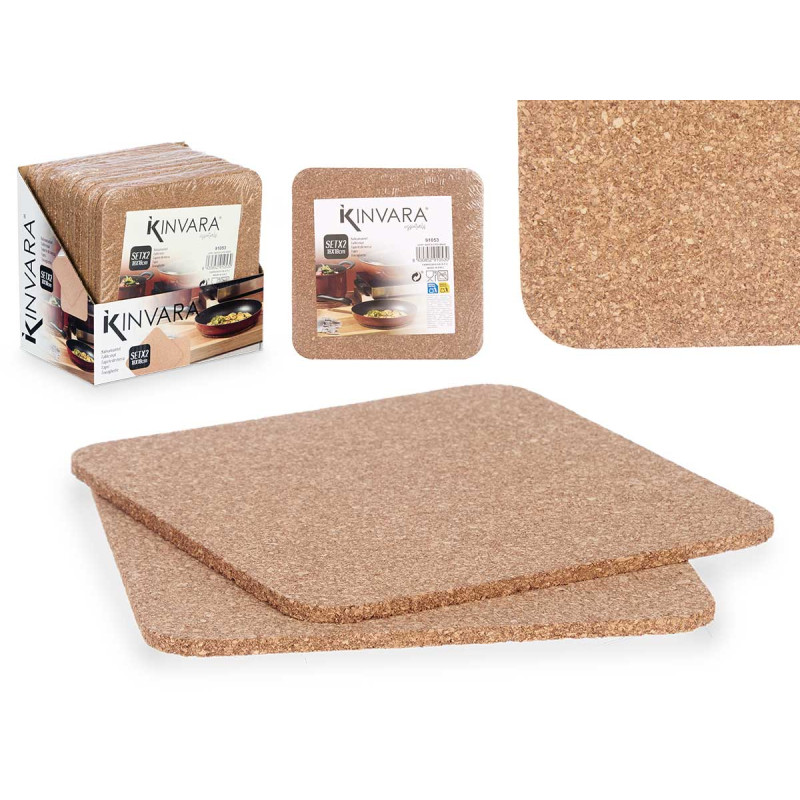 SET 2 NAPPERONS RONDS EN LIÈGE 18 CM