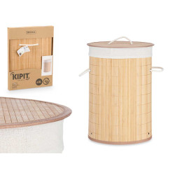 CESTO MULTIUSO REDOND BAMBU E TECIDO NATUR 35X50CM