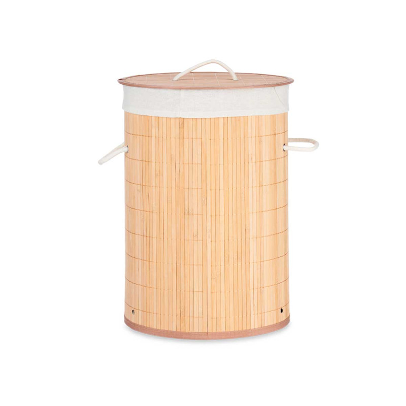 CESTO MULTIUSO REDOND BAMBU E TECIDO NATUR 35X50CM