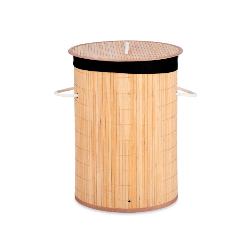 CESTA BAMBÙ ROTONDO TESSUTO NERO 35X50 CM